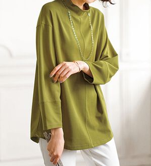 BELLUNA（ベルーナ）の「吸湿発熱ポンチ素材袖デザインプルオーバー（カットソー）」｜詳細画像