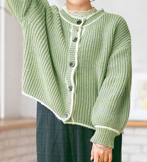 ルフラン（ルフラン）の「ステッチ使いメランジカーデ（ニットカーディガン）」｜詳細画像