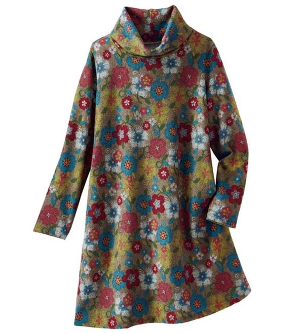 BELLUNA（ベルーナ）の「起毛素材花柄プリントチュニック（チュニックワンピース）」｜詳細画像