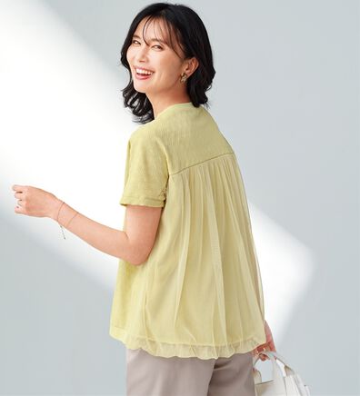 BELLUNA（ベルーナ）の「ジャカード素材チュール重ねプルオーバー（カットソー）」