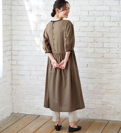 BELLUNA（ベルーナ）の「＜＆ｃｏｃｏｃｈｉ＞コットンリネン素材配色デザインワンピース（シャツワンピース）」