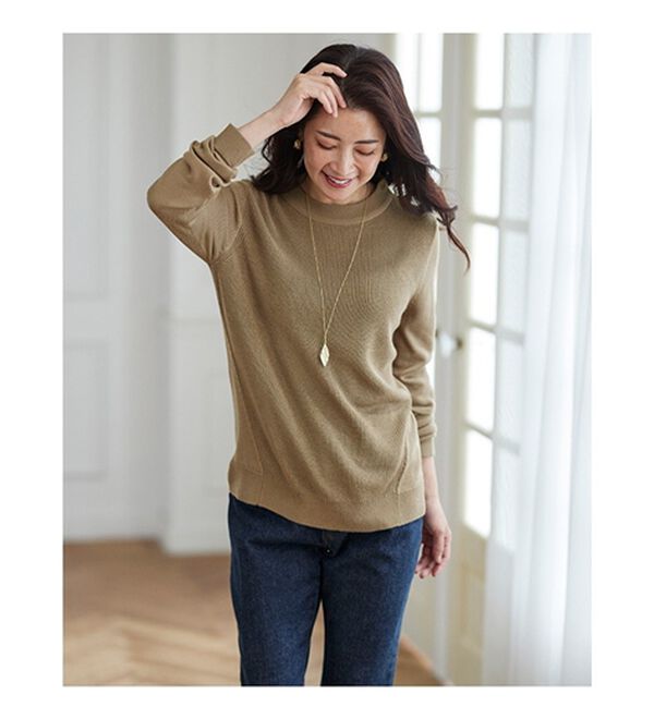 BELLUNA（ベルーナ）の「重ね衿付！細見えニットプルオーバー（ニット・セーター）」｜詳細画像