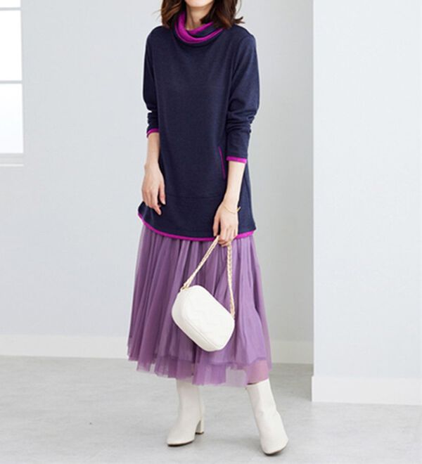 BELLUNA（ベルーナ）の「衿デザイン配色チュニック（チュニック）」｜詳細画像