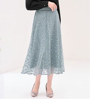 alotta（アロッタ）の「＜お客様企画＞ラメレースフレアースカート（ロングスカート）」｜ブルー