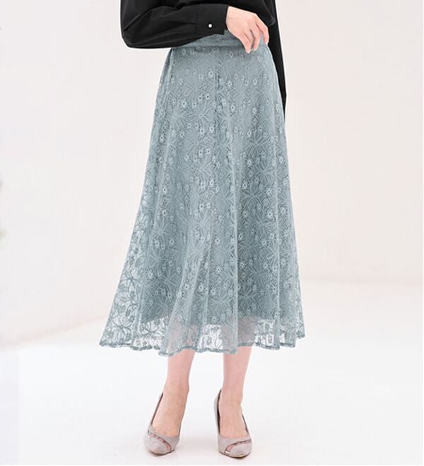 alotta（アロッタ）の「＜お客様企画＞ラメレースフレアースカート（ロングスカート）」｜ブルー