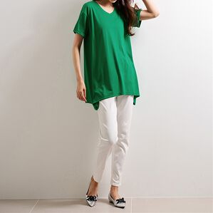 RANAN（ラナン）の「【新色追加・動画】ひんやり！レディゆるシルエットＴシャツ（カットソー）」｜グリーン