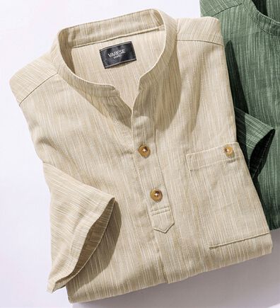 「ざっくり木綿の前開きゆったりシャツ（メンズシャツ）」