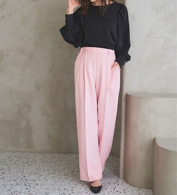 RANAN（ラナン）の「【選べる２丈】機能付！美脚シルエットセンタープレスワイドパンツ（フルレングスパンツ）」｜詳細画像