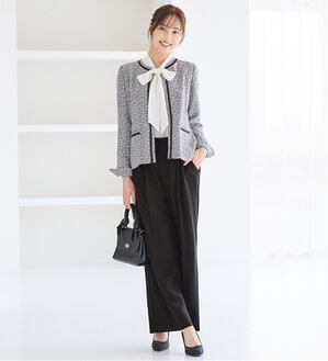 alotta（アロッタ）の「【選べるパンツ】洗える！３点セット着回し力抜群スーツ（パンツスーツ）」｜モノトーン系ストレート