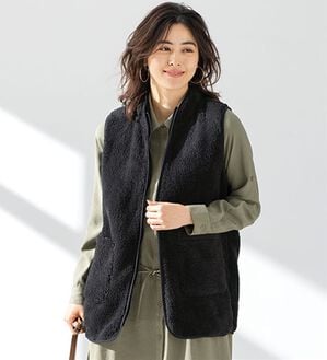 LAVIENNE（ラヴィエンヌ）の「ふわふわ暖かフリースベスト（ベスト）」｜ブラック