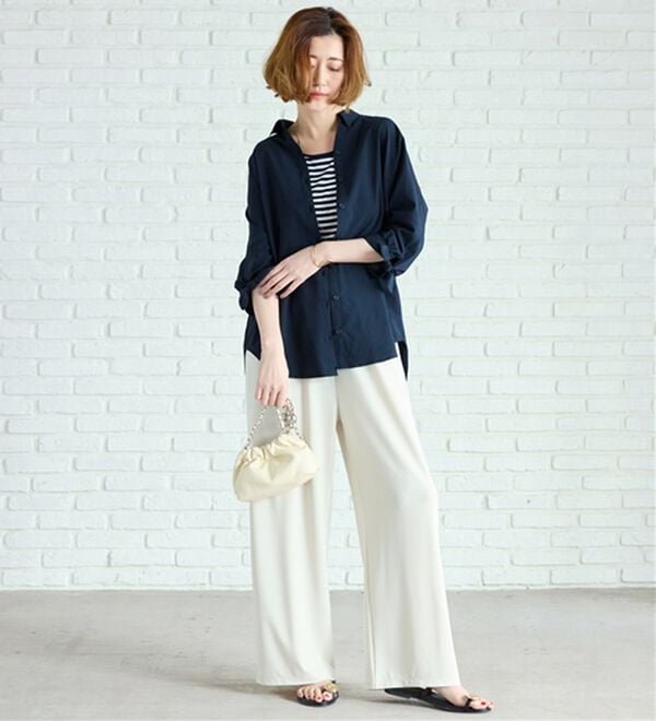 BELLUNA（ベルーナ）の「【吸水速乾】イージーケア！袖リボンシャツチュニック（チュニック）」｜詳細画像