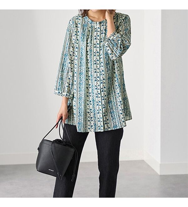 BELLUNA（ベルーナ）の「ナチュラル柄プリントブラウス（チュニック）」｜詳細画像