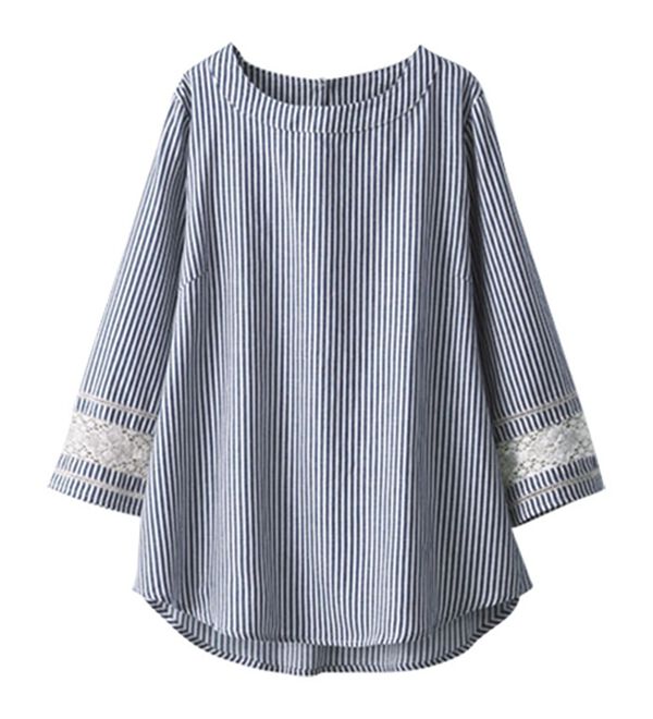 BELLUNA（ベルーナ）の「綿麻素材袖レース切替ブラウス（ブラウス）」｜詳細画像