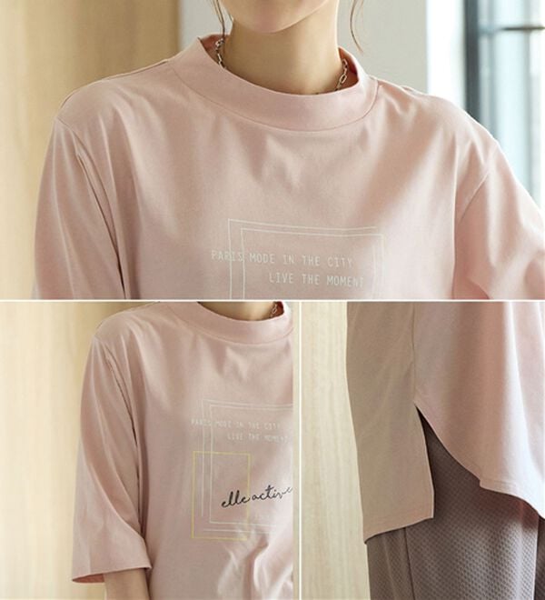 BELLUNA（ベルーナ）の「＜ＥＬＬＥ　Ａｃｔｉｖｅ＞多機能ロゴプリントチュニック（チュニック）」｜詳細画像