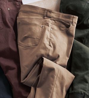 「＜コムルヴァン・オム＞すっきりストレッチ配色チノパンツ（メンズフルレングスパンツ）」｜ベージュ&times;オレンジ