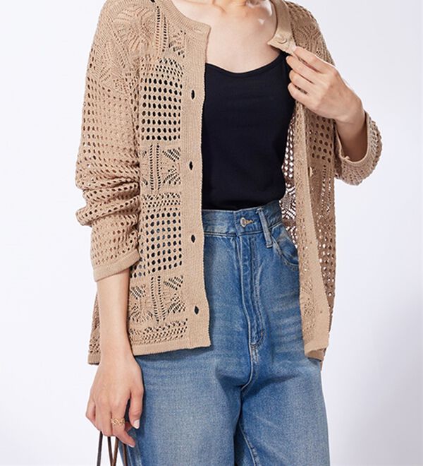 BELLUNA（ベルーナ）の「透かし編ニットカーディガン（ニットカーディガン）」｜詳細画像