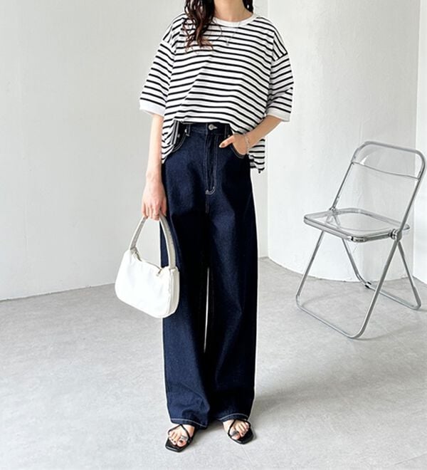 GeeRA（ジーラ）の「ハイウエストストレートデニム（ワイドパンツ・ガウチョ）」｜詳細画像