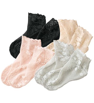 LAVIENNE（ラヴィエンヌ）の「【４足組】涼やかレースソックス（靴下・ストッキング）」