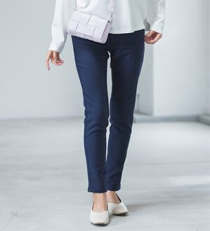 RANAN（ラナン）の「＋１０度素材！蓄熱保温裏起毛ストレッチスリムパンツ（フルレングスパンツ）」｜ネイビー