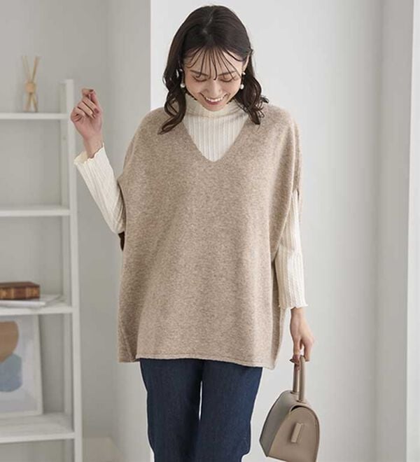 BELLUNA（ベルーナ）の「インナーに合わせるウール入りニットベスト（ベスト）」｜詳細画像