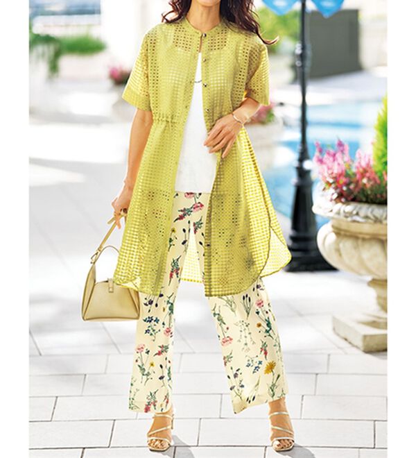 BELLUNA（ベルーナ）の「シアーチェック大人顔ロング丈シャツ（シャツワンピース）」｜詳細画像