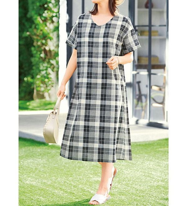 「【２色組】さらさら綿混楊柳ワンピース（その他ワンピース）」｜詳細画像