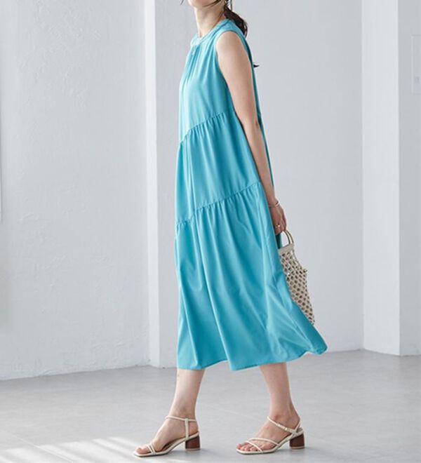 RANAN（ラナン）の「ひんやり裏地付！ななめティアードワンピ（その他ワンピース）」｜詳細画像