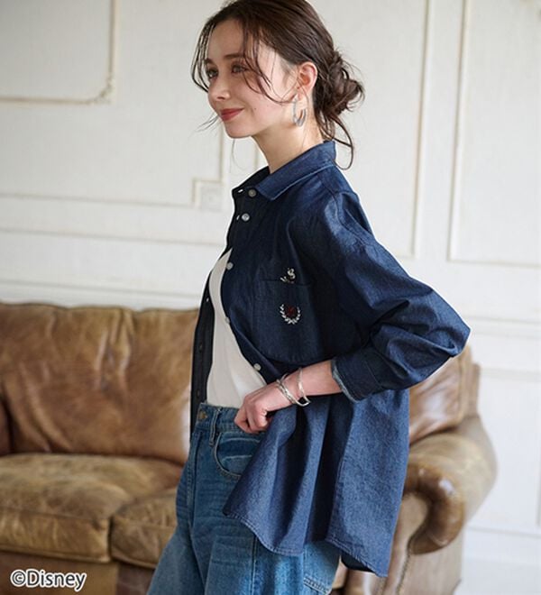 BELLUNA（ベルーナ）の「＜Ｄｉｓｎｅｙ＞【ミッキー】飛ばし刺しゅうデニムシャツジャケット（シャツ）」｜詳細画像