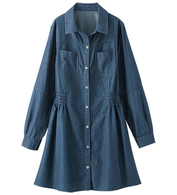 BELLUNA（ベルーナ）の「シャーリング使いデニムシャツチュニック（チュニック）」｜詳細画像