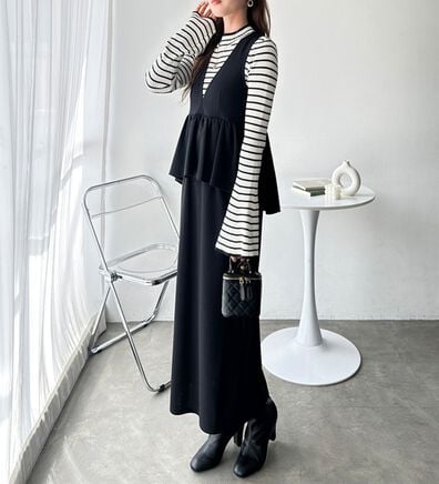 GeeRA（ジーラ）の「【再入荷】楽ちん！ペプラムジャンパースカート（ジャンパースカート）」