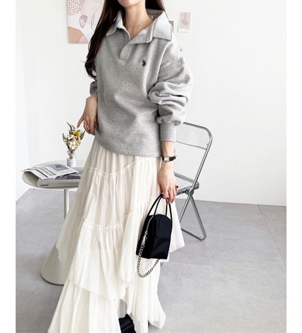 GeeRA（ジーラ）の「【U.S.POLO ASSN.】表ピーチポロ衿スウェット（カットソー）」｜詳細画像