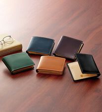 「英国ブライドルレザー二つ折り財布（メンズ財布・パスケース）」