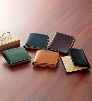 「英国ブライドルレザー二つ折り財布（メンズ財布・パスケース）」｜詳細画像