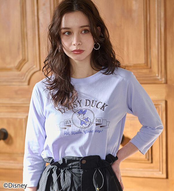 BELLUNA（ベルーナ）の「＜Ｄｉｓｎｅｙ＞【デイジー】プリント7分袖Tシャツ（Tシャツ）」｜ラベンダー