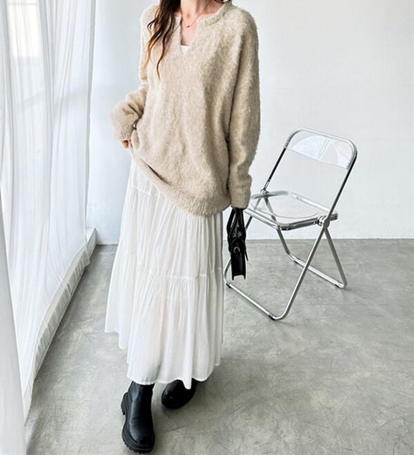 GeeRA（ジーラ）の「キーネック起毛ゆるニット（ニット・セーター）」｜詳細画像