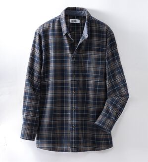「シンプル＆プラス　フランネルチェックシャツ（メンズシャツ）」｜ブルーチェック(通常)