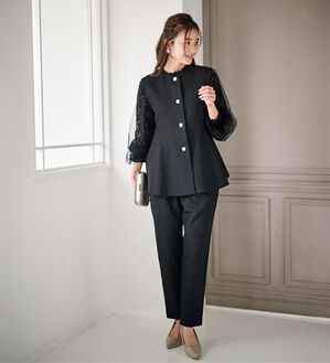 RANAN（ラナン）の「【２点セット】防シワ！ペプラムベストセットアップ（パンツスーツ）」｜ブラック