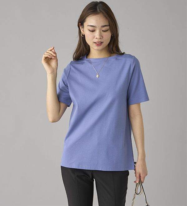 BELLUNA（ベルーナ）の「艶やか綿１００％シンプルプルオーバー（カットソー）」｜詳細画像