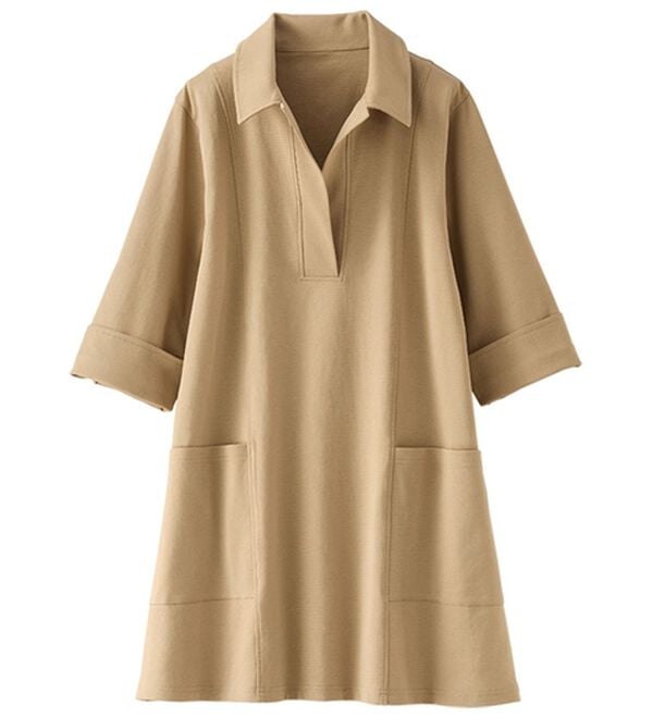 BELLUNA（ベルーナ）の「なめらかポンチ素材衿付きチュニック（チュニック）」｜詳細画像