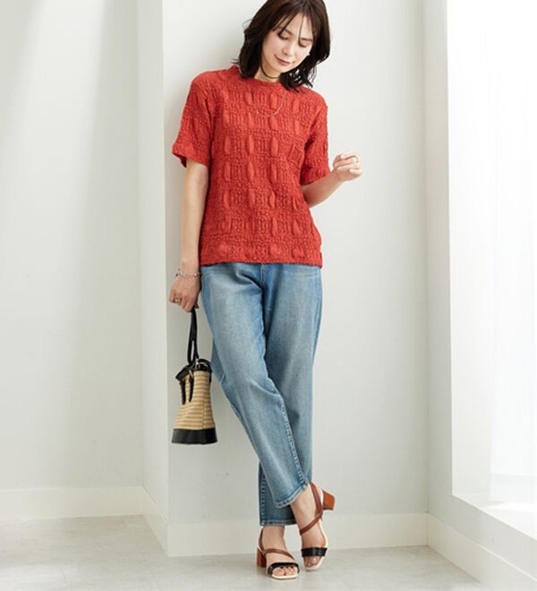 BELLUNA（ベルーナ）の「ストレッチレース調ハイネックプルオーバー（カットソー）」｜詳細画像