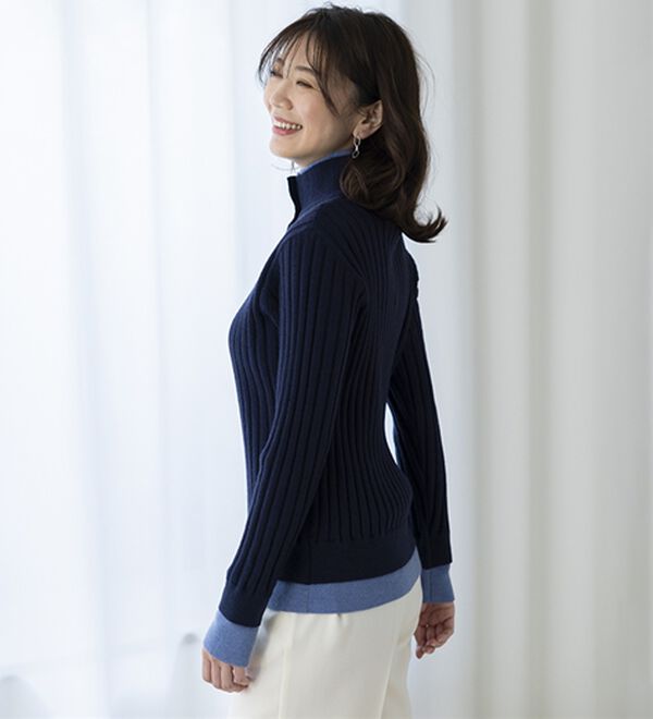 BELLUNA（ベルーナ）の「多ボタン使い配色ニットプルオーバー（ニット・セーター）」｜詳細画像