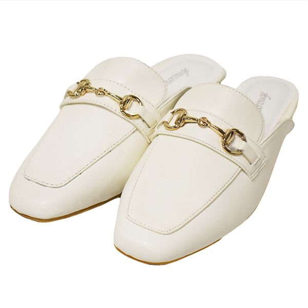 RANAN（ラナン）の「ビットデザインローファーミュール（サンダル・ミュール）」｜ホワイト