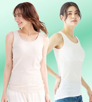 LAVIENNE（ラヴィエンヌ）の「【ムレ嫌いさん必見！】カップ付綿１００％涼しいタンクトップ＜さらりラボ＞（肌着・インナーウェア）」｜詳細画像