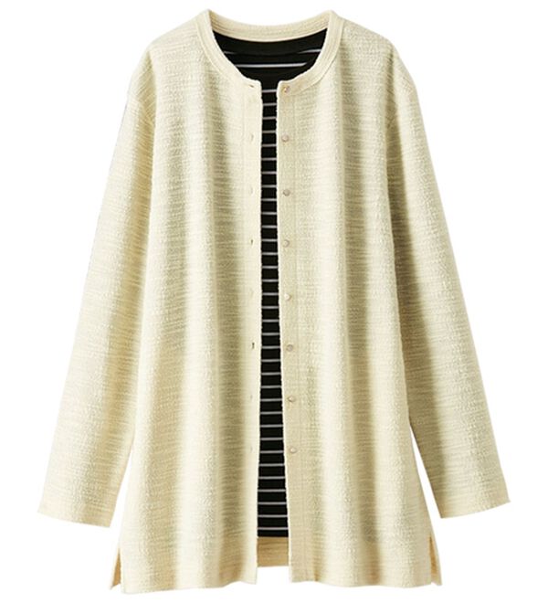 BELLUNA（ベルーナ）の「ツイード調カーデ&times;ボーダーアンサンブル（アンサンブル）」｜詳細画像