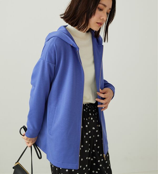 BELLUNA（ベルーナ）の「フードデザインとろみ素材ジップアップパーカー（パーカー）」｜詳細画像