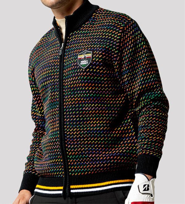 「＜ロッキーラビット＞ウール入りレインボージャケット（メンズニット・セーター）」｜詳細画像