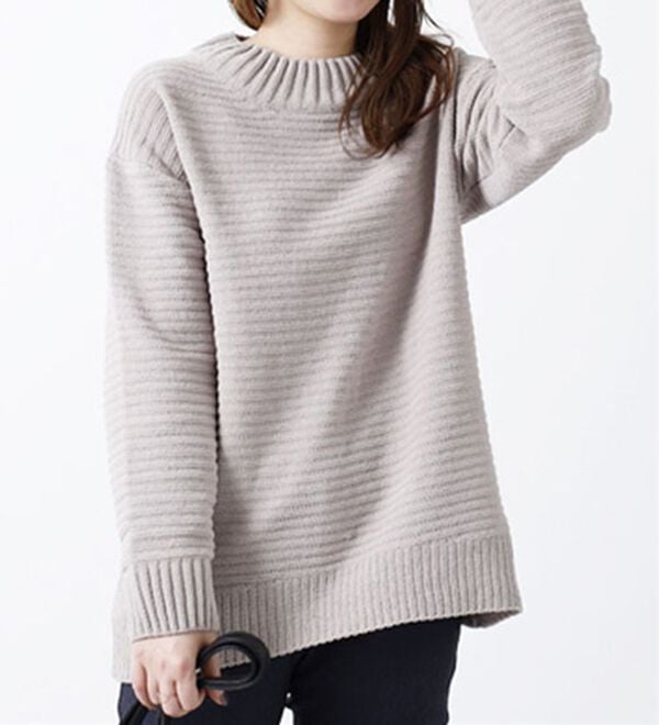 BELLUNA（ベルーナ）の「ガーター編モールニットプルオーバー（ニット・セーター）」｜ベージュ