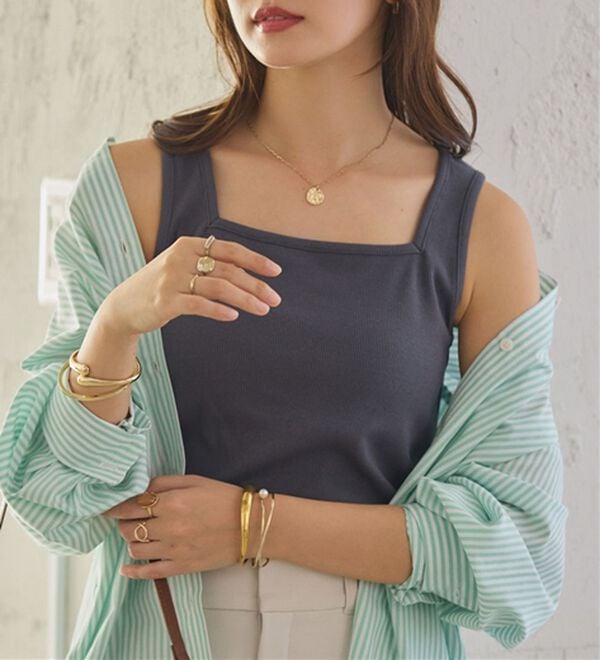 Viola e Viola（ヴィオラ エ ヴィオラ）の「保冷剤ポケット付スクエアタンクトップ（タンクトップ・キャミソール）」｜詳細画像