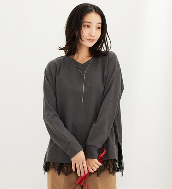 BELLUNA（ベルーナ）の「裾レースゆったりドルマンチュニック（チュニック）」｜詳細画像