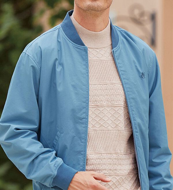 「コットンシルク編地柄セーター（メンズニット・セーター）」｜詳細画像